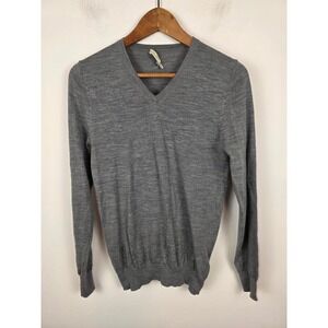 Suitsupply Mens Gray Merino Wool V-Neck Sweater Slim Fit Size S SW752